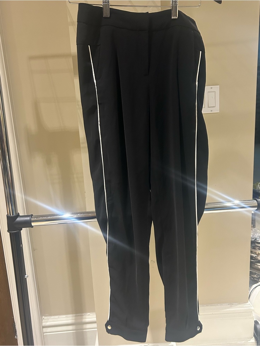 Women’s Black Pants with White Side Stripe